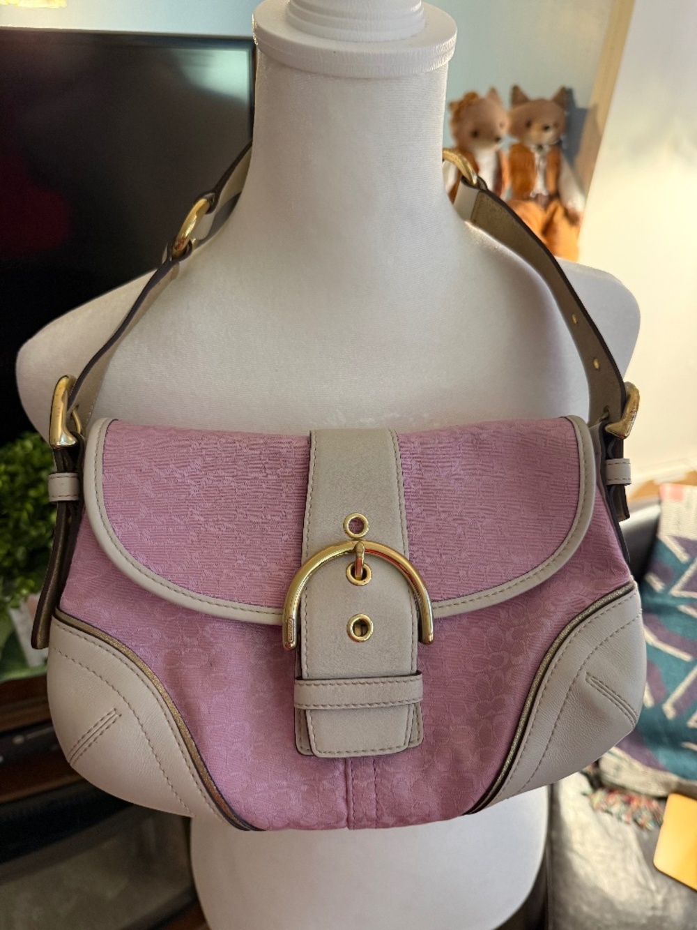 Coach Soho Signature Pink C Monogram Buckle Shoulder Bag 1456 Y2K